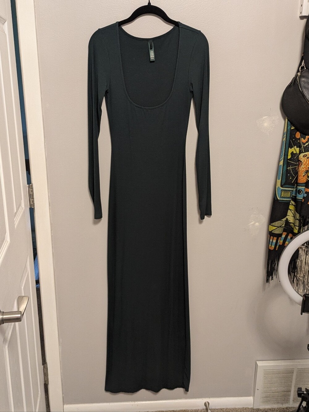 Skims Soft Lounge Long Sleeve Dress Maxi Cypress